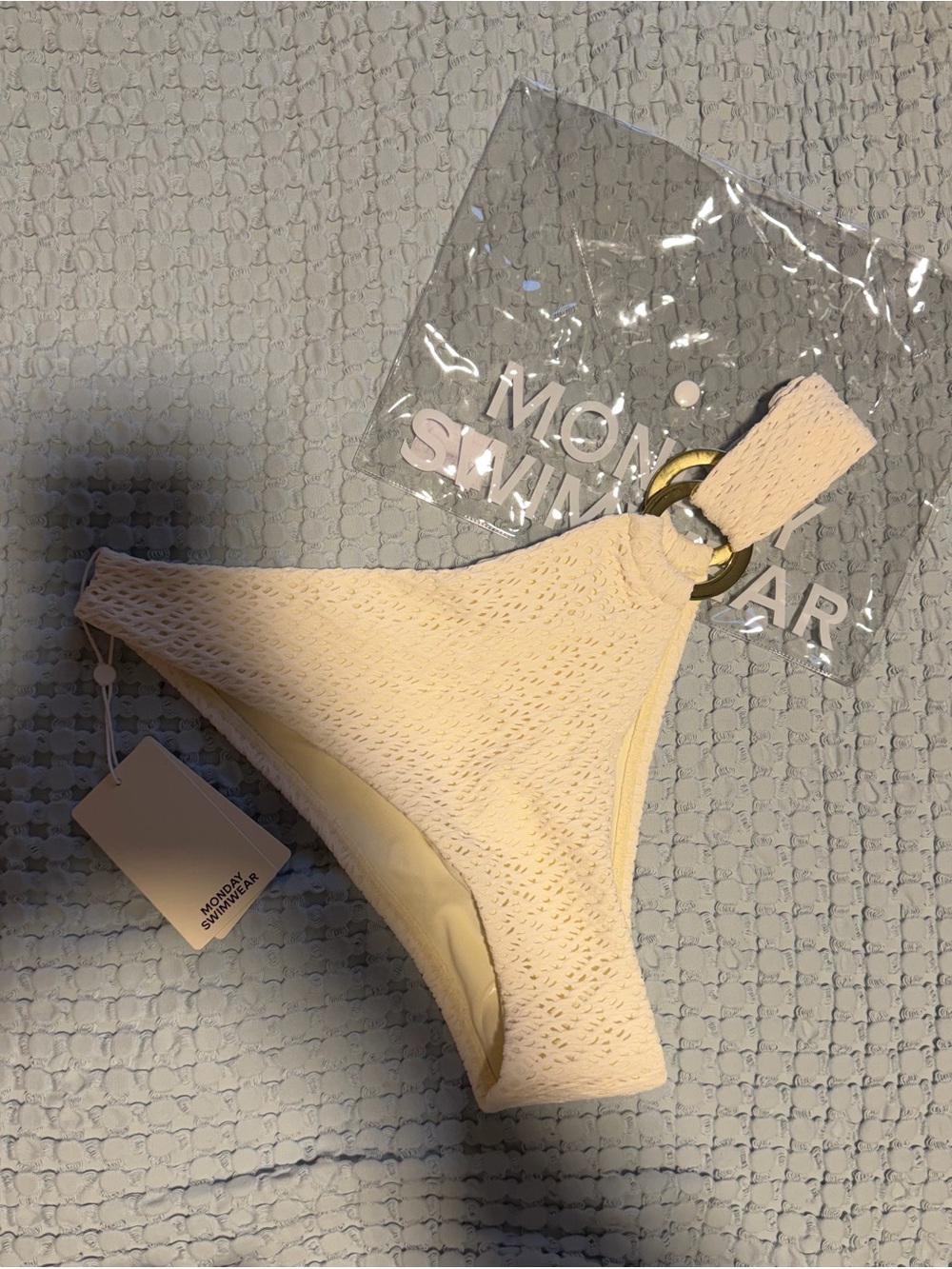 NWT Monday Swim Cream Textured Bikini Bottom